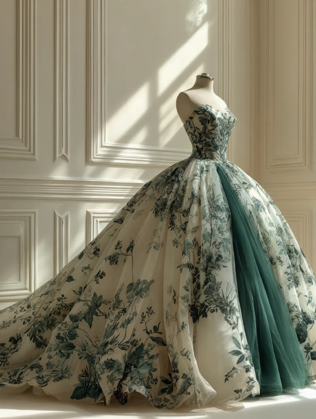 Smaragdgrünes Gaze-Kleid | Hofkleid im Waldstil NV6530