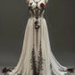 White Sexy Gorgeous Sweet Elegant Exquisite Floral Beaded Long Tulle Mermaid Slim Fit Floor Length Trailing Ball Dress Evening Dress Party Dress Wedding Dress nv4132