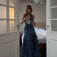 Navy blue fashionable long satin Prom dress NV6574