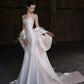 White Gorgeous Exquisite Beaded Long Satin Mermaid Slim Ball Gown Evening Gown Wedding Dress nv4127