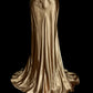 Gold Fashion Elegant Venus Goddess Long Satin Ball Gown Evening Dress Party Dress nv4556
