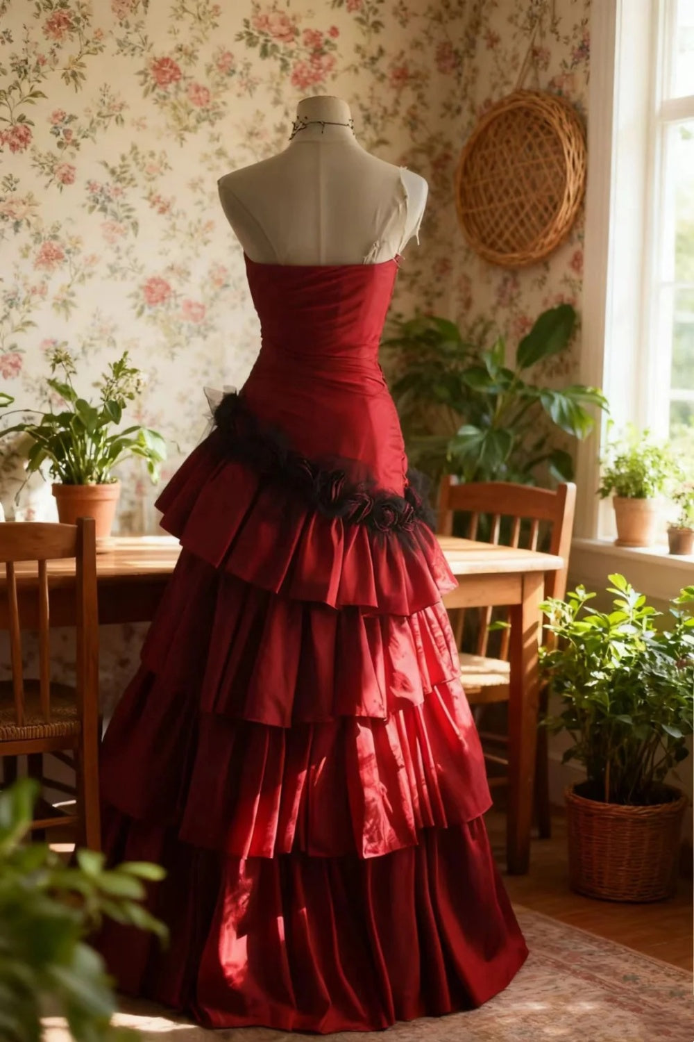 Flame Red Irregular Princess Dress Wedding Dress NV6585