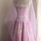 Pink Sweet Floral Long Tulle Prom Dress Evening Dress Party Dress nv4690