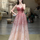 Dreamy Gradient Style Strapless Sleeveless Gown | Pink-Rose Sequin Tulle Ballgown Maxi Dress for Gala Ball Engagement Luxury Party NV6272