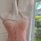 Pink Beaded Halter Elegant Long Ruffle Chiffon Ball Gown Evening Dress Party Dress nv4186