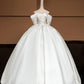 White Floral Applique Beading Elegant Fashion Long Satin Prom Dress Evening Gown Party Dress Wedding Dress nv4747