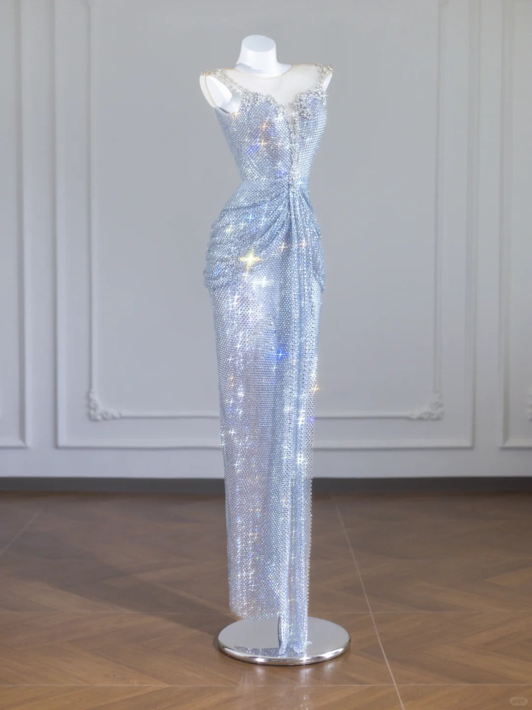 Silver Shiny Long Sequined Prom Dress Evening Dress Party Dress nv4722