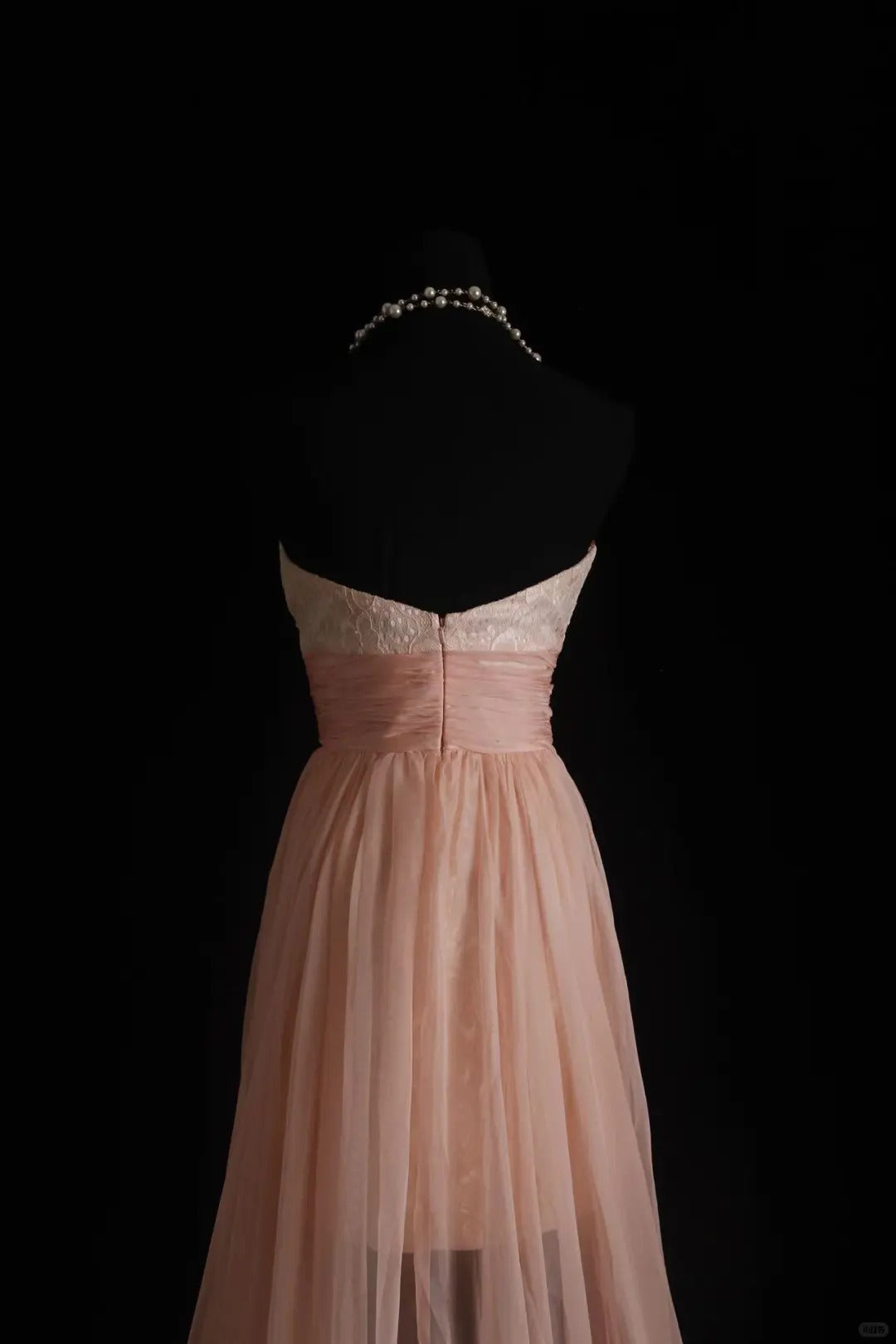 Pink lace tube top short front long back prom dress evening dress homecoming dress birthday dress nv4789