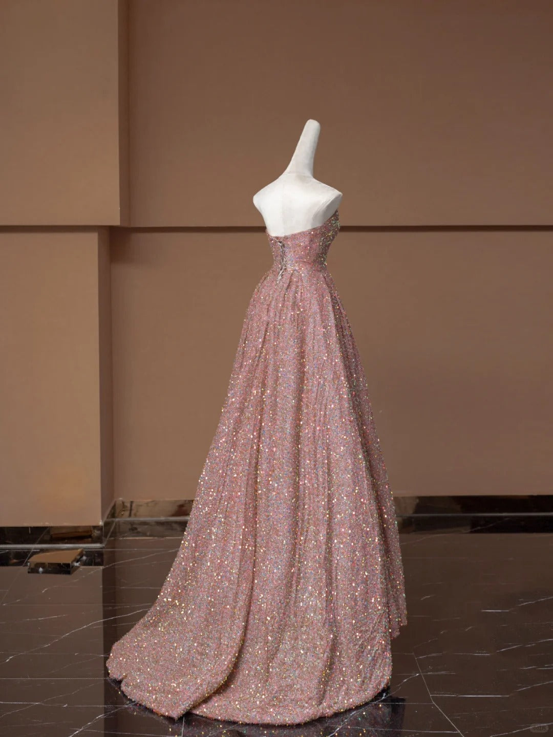 Pink Shiny Fashion Elegant Long Sequined Prom Dress Evening Dress Party Dress nv4740