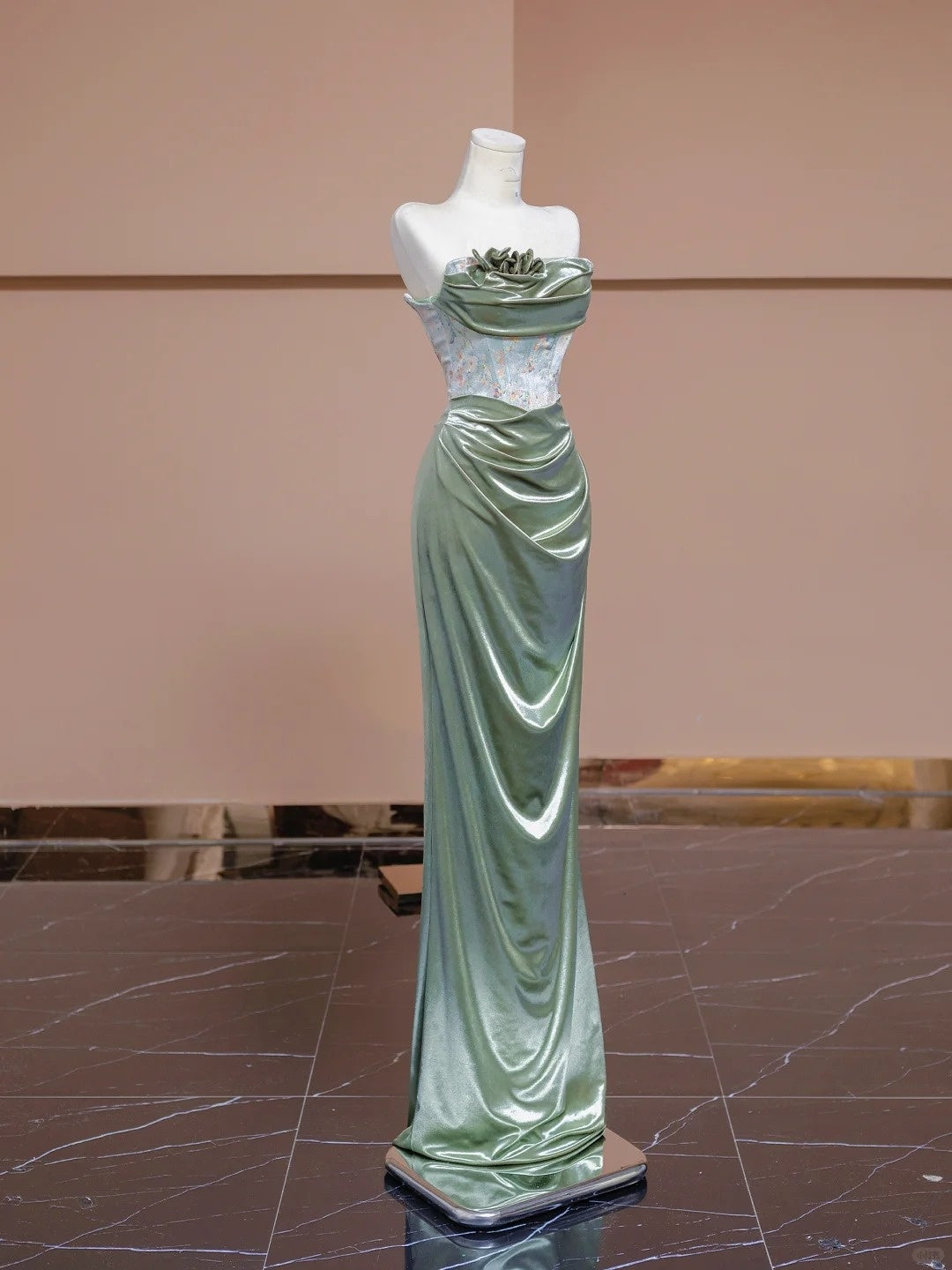 Green Fashion Elegant Floral Mermaid Slim Fit Long Floor Length Ball Gown Evening Gown Party Dress nv4189