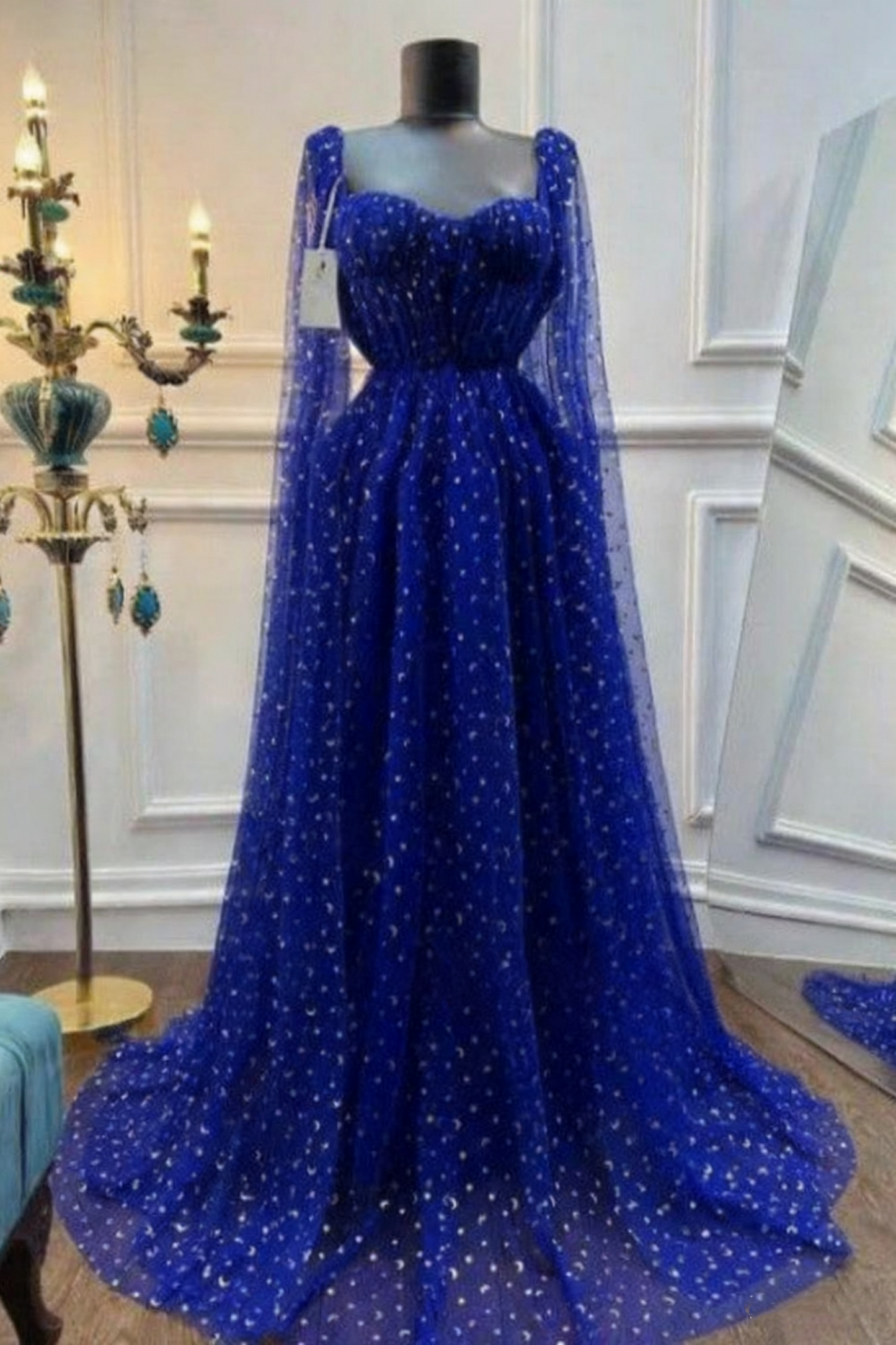 NiceVestidos – Langes, blaues Tüll-Abendkleid NV6073