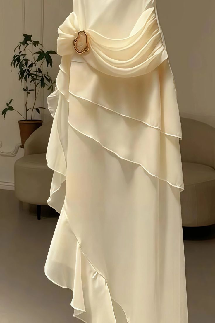Ivory stylish elegant short mid-length chiffon party dress pleated homecoming dress nv4527