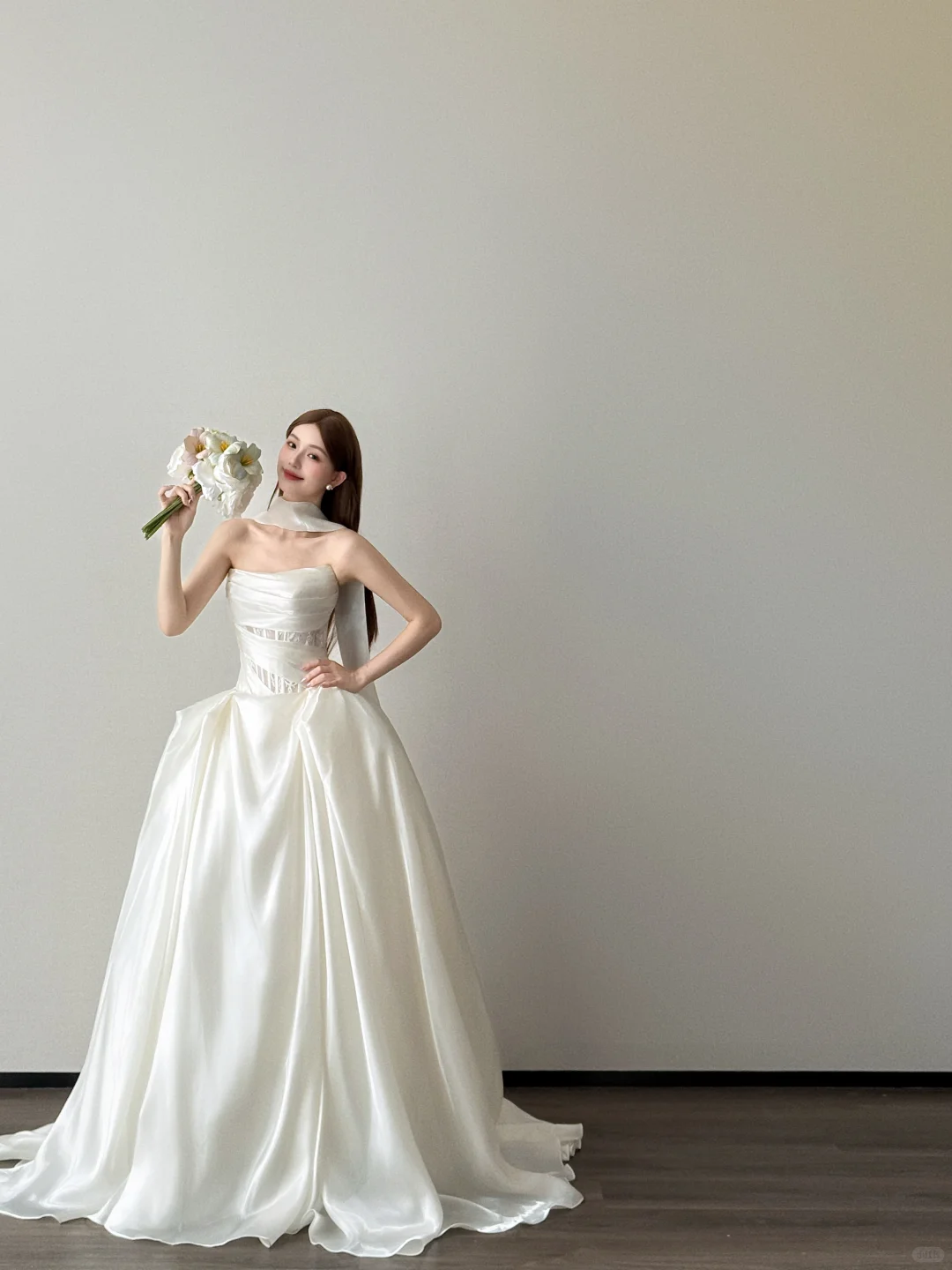 Strapless Satin Wedding Dress Cutout Corset A Line Bridal Gown  NV7114