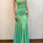 Green fashion elegant V-neck exquisite beading spaghetti straps long tulle elegant ball gown evening gown party dress nv3679