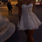 White shiny sequins simple cute short evening dress birthday party dress nv3053