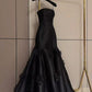 Black fashion unique three-dimensional rose flower mermaid off-shoulder sleeveless satin long ball gown evening dress party dress nv3247