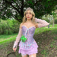 Purple lace corset satin floral short mini homecoming dress prom dress evening dress party dress birthday dress nv2356