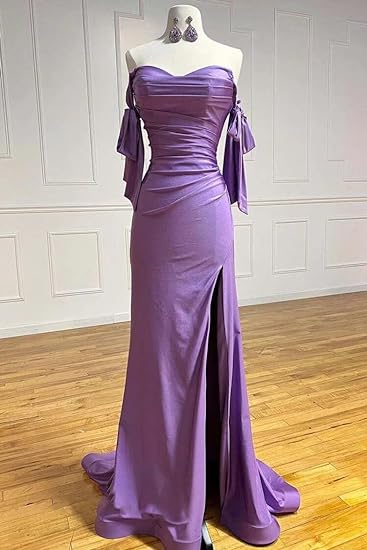 Off Shoulder Mermaid Bridesmaid Dresses Tight Prom Dresses Long Formal Evening Gowns with Slit nv1628