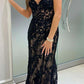 Black exquisite lace applique mermaid slim fit long elegant ball gown evening dress party dress nv1629