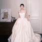 Sweetheart Neck Satin Wedding Gown, Boned Corset A Line Bridal Dress with Train  NV7350