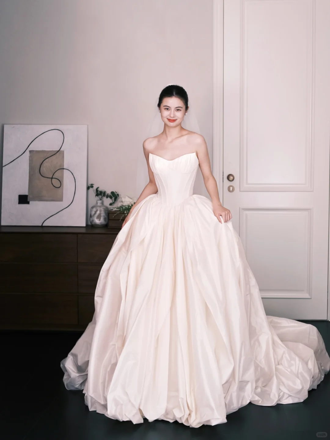 Sweetheart Neck Satin Wedding Gown, Boned Corset A Line Bridal Dress with Train  NV7350