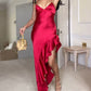 Red sexy suspender ruffled lace-up ball gown evening dress party dress nv1925