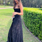 Black Elegant Sexy Lace Spaghetti Strap Long Evening Dress nv2725