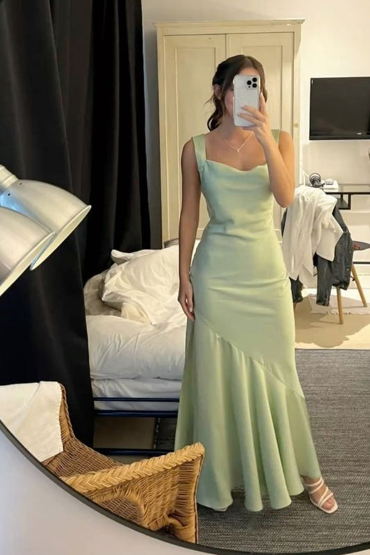 NiceVestidos--Elegant Satin Fashionable Simple Wedding Guest Party Dress Long Prom Dress Evening Dress NV5844