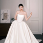 Strapless Pearl Trim Satin Ballgown Wedding Dress Bridal Gown  NV7268