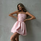 Pink Elegant Simple Sleeveless Pleated Satin Off-the-shoulder A-line Party Dress Homecoming Dress Prom Gown nv1841