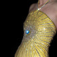 Yellow gorgeous shiny luxury beaded short Chiffon homecoming dress birthday cocktail party dress nv4657