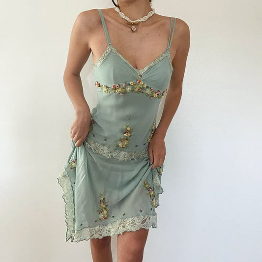 Blue Vintage Floral Short Chiffon Homecoming Dress nv4476