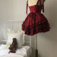 Burgundy Fashion Cute Short Lace Homecoming Dress Store Prom Dress Birthday Party Dress nv3558