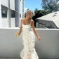 White tube top spaghetti strap tassel long mermaid ball gown evening dress party dress nv2708