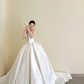 Strapless Satin A Line Wedding Dress Long Train Princess Bridal Gown  NV7130