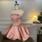 White/Pink Fashion Beading Elegant Short Satin Homecoming Dress Party Gown nv4856