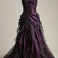 Purple gorgeous elegant delicate floral beaded long pleated satin tulle satin ball gown evening gown wedding dress nv3676