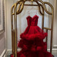 Red sexy long suspender tulle prom dress evening dress party dress nv2236