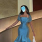 Blue Off Shoulder Mermaid Ruffle Long Evening Gown Prom Dress Party Dress nv2035