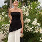 Black and white simple elegant tube top long prom dress evening dress party dress homecoming dress nv2181