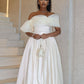 White tulle stylish elegant long satin ball gown evening dress nv2953