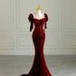 Burgundy Sequin Mermaid Bodycon Evening Dress Banquet Dress nv1962