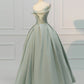 Green tulle beaded long elegant ball gown evening dress nv2965