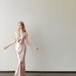 Halter Deep V Mermaid Prom Dress Rose Pink Liquid Satin Gown  NV7123
