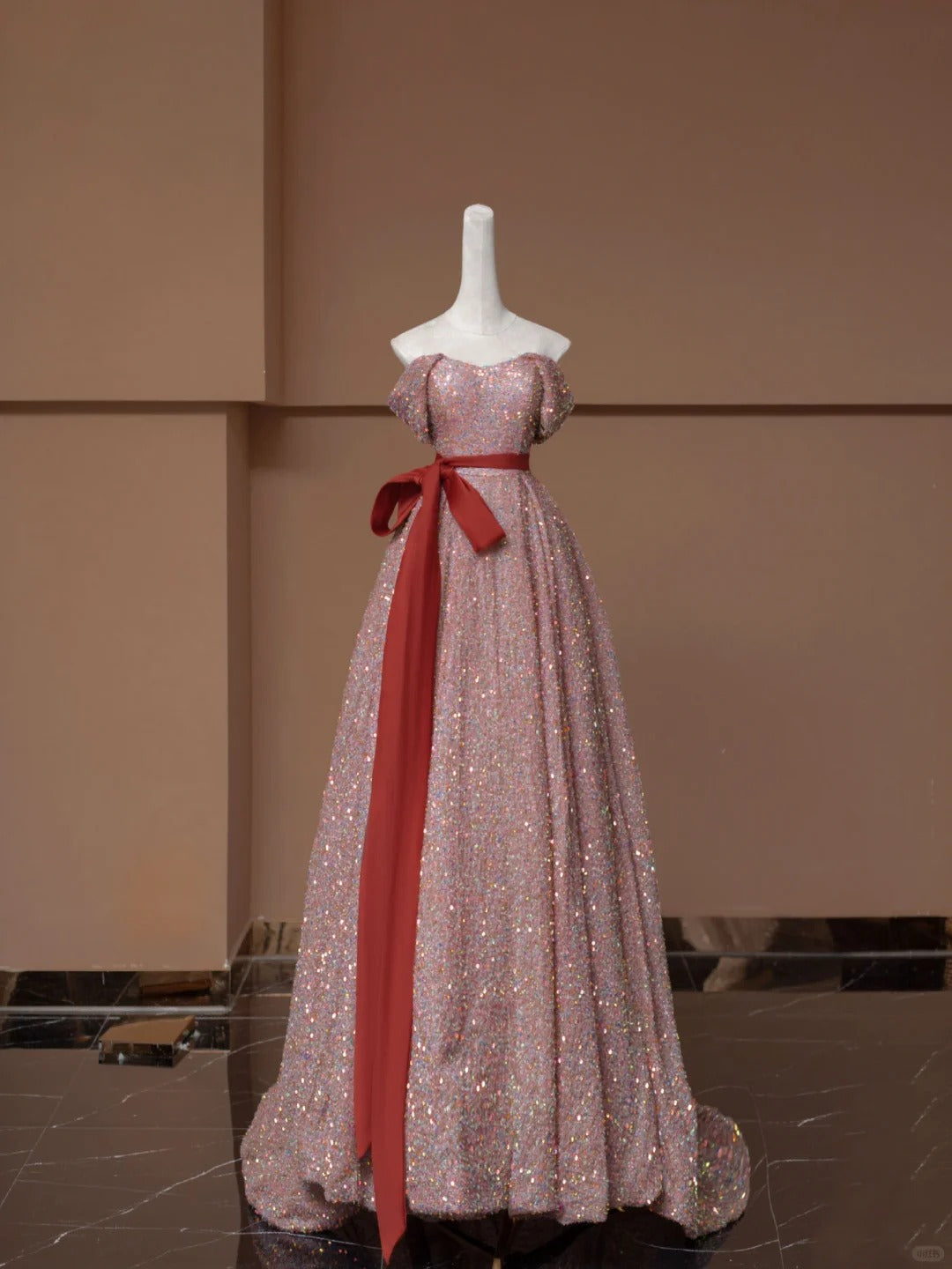 Pink Shiny Fashion Elegant Long Sequined Prom Dress Evening Dress Party Dress nv4740