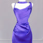 Purple Elegant Backless Long Satin Prom Dress nv4964