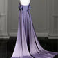 Elegant A Line Purple Satin Long Prom Dresses Formal Party Gown nv1644