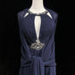 Blue rhinestone backless long chiffon ball gown evening dress nv4427
