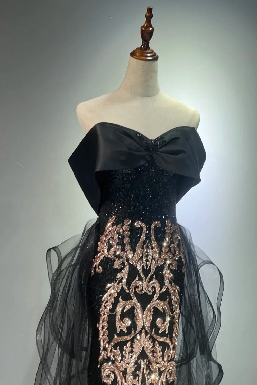 Black Gorgeous Gold Long Ball Dress NV6623