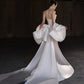 White Gorgeous Exquisite Beaded Long Satin Mermaid Slim Ball Gown Evening Gown Wedding Dress nv4127